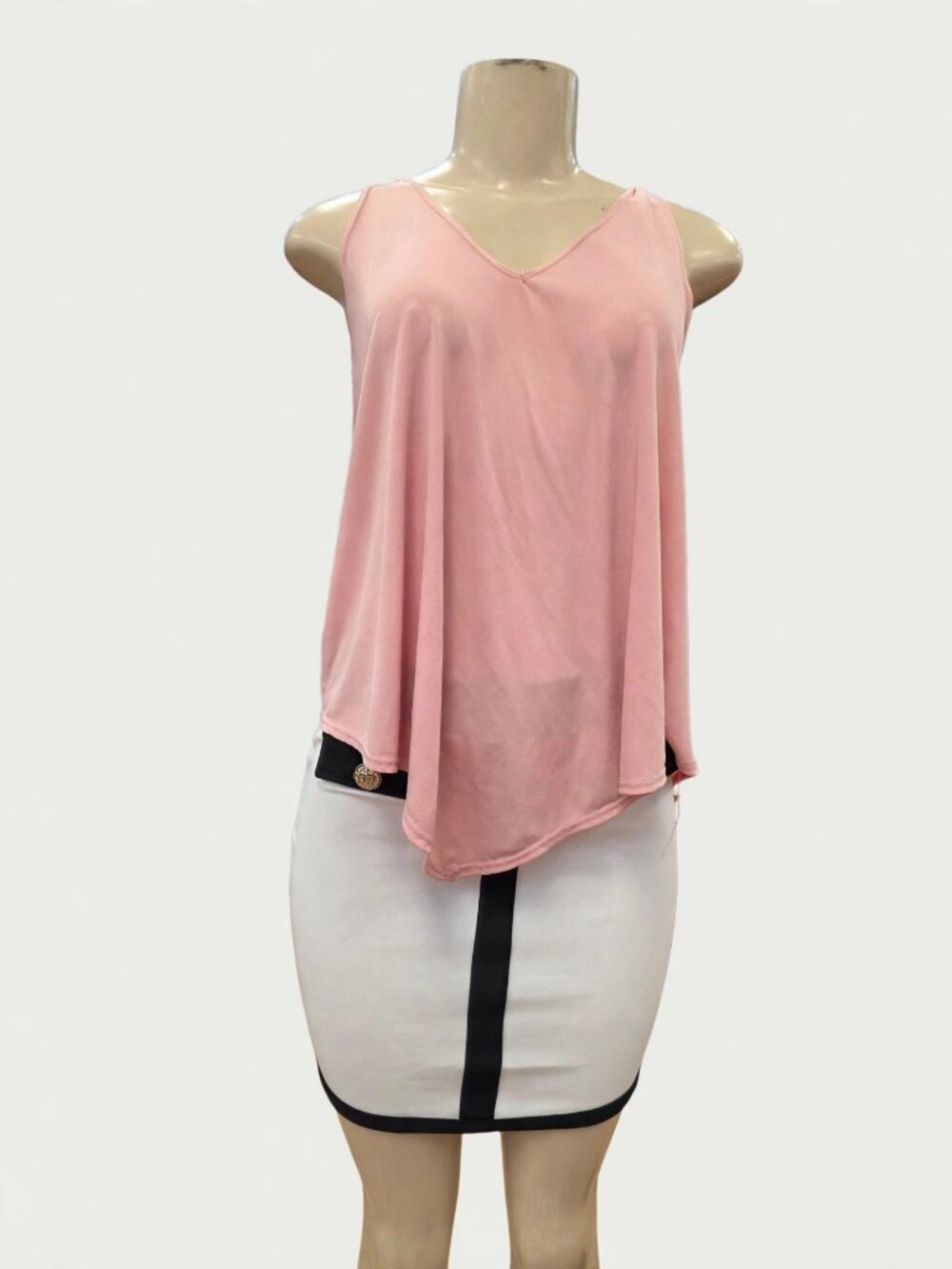 Blush Pink Sleeveless Blouse S Flowy V-Neck